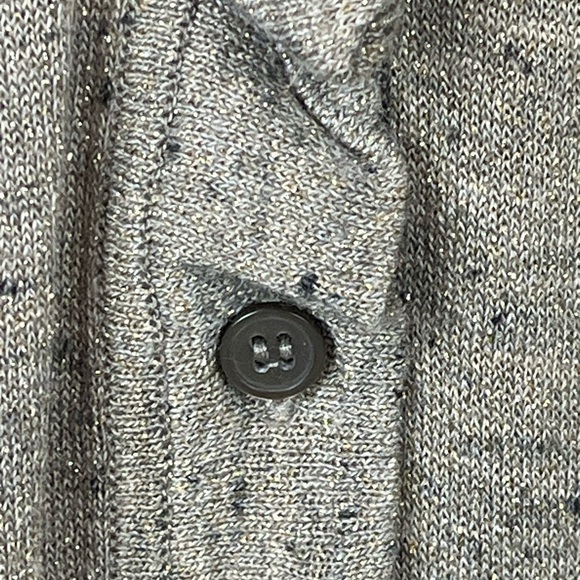 ELIE TAHARI Metallic Linen Blend Button Down Cardigan Ruffled Minimalist - Picture 9 of 14